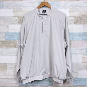 Nike Golf Pullover Windbreaker Jacket Beige Snap Henley Collar Pockets Mens XL